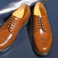 “OliverⅢ” Full Brogue Derby, Light Brown Dress Shoes, Vibram Sole, Goodyear welted, US size 5 1/2 ~ 10