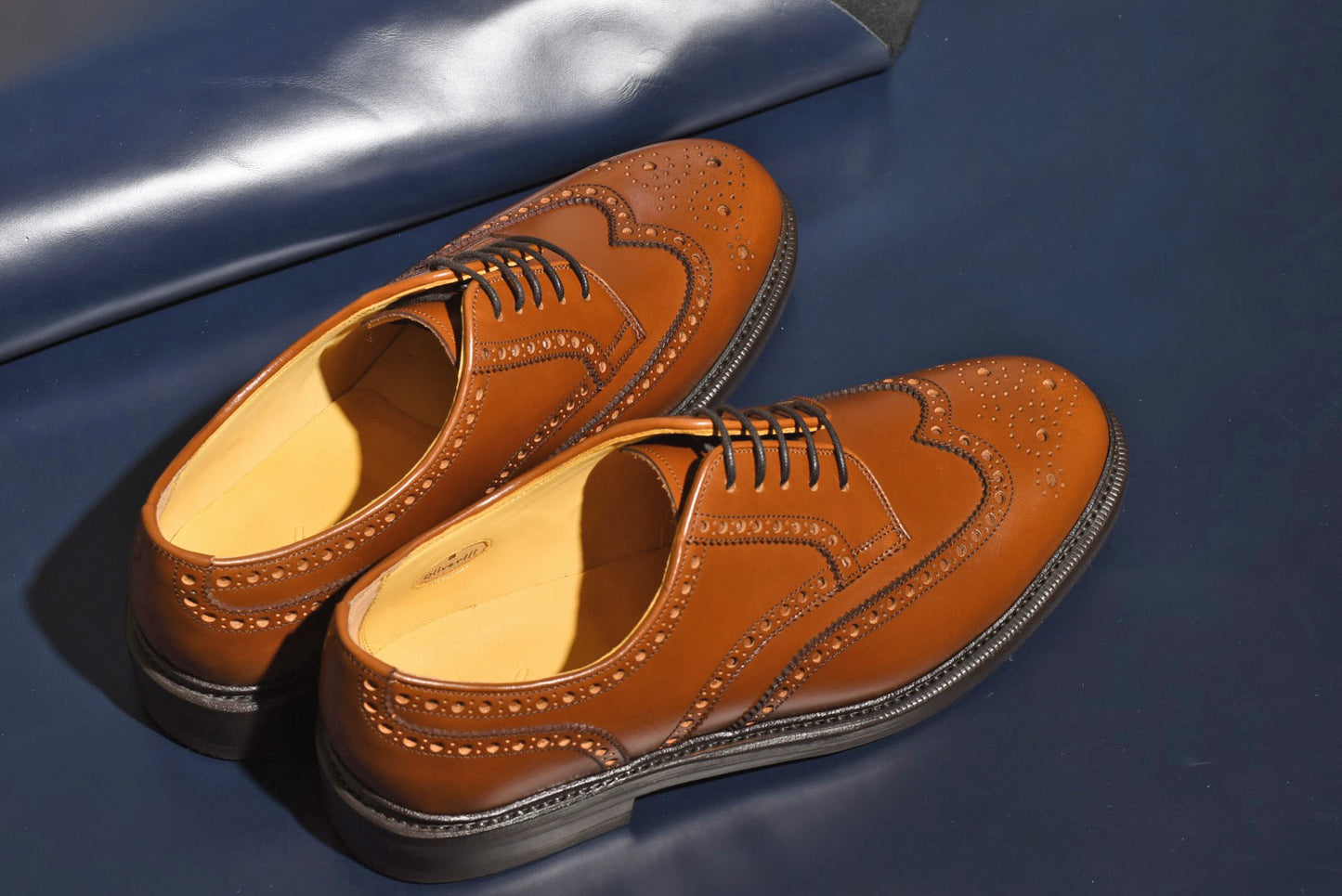 “OliverⅢ” Full Brogue Derby, Light Brown Dress Shoes, Vibram Sole, Goodyear welted, US size 5 1/2 ~ 10