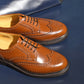 “OliverⅢ” Full Brogue Derby, Light Brown Dress Shoes, Vibram Sole, Goodyear welted, US size 5 1/2 ~ 10