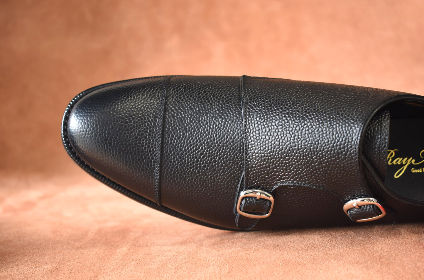 “Talia” Double Monk Strap, Black Dress Shoes, Grained Leather, Goodyear welted, US size 5 1/2 ~ 10