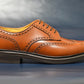 “OliverⅢ” Full Brogue Derby, Light Brown Dress Shoes, Vibram Sole, Goodyear welted, US size 5 1/2 ~ 10