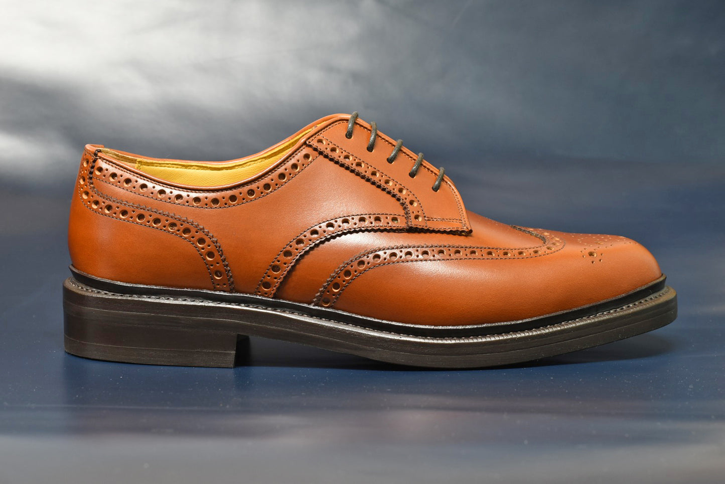 “OliverⅢ” Full Brogue Derby, Light Brown Dress Shoes, Vibram Sole, Goodyear welted, US size 5 1/2 ~ 10