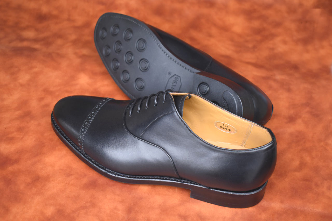 “5641R” Punched Cap Toe, Black Dress Shoes, Goodyear welted, US size 5 1/2  ~ 10