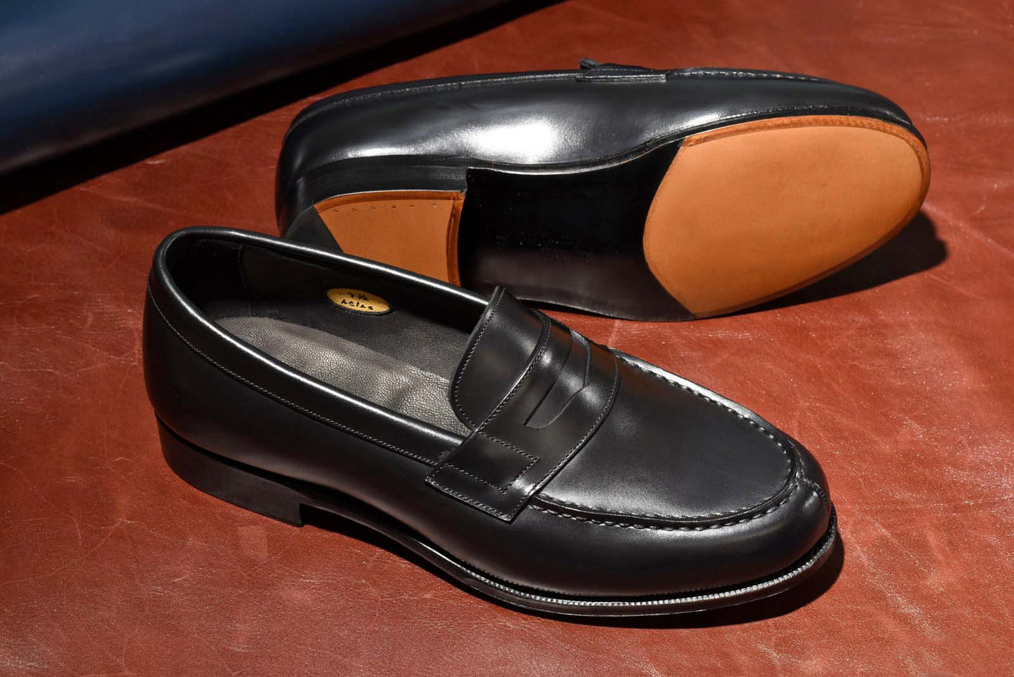 “Atlas” Penny Loafer, Black Dress Shoes, Hand welted, US size 5 1/2 ~ 10