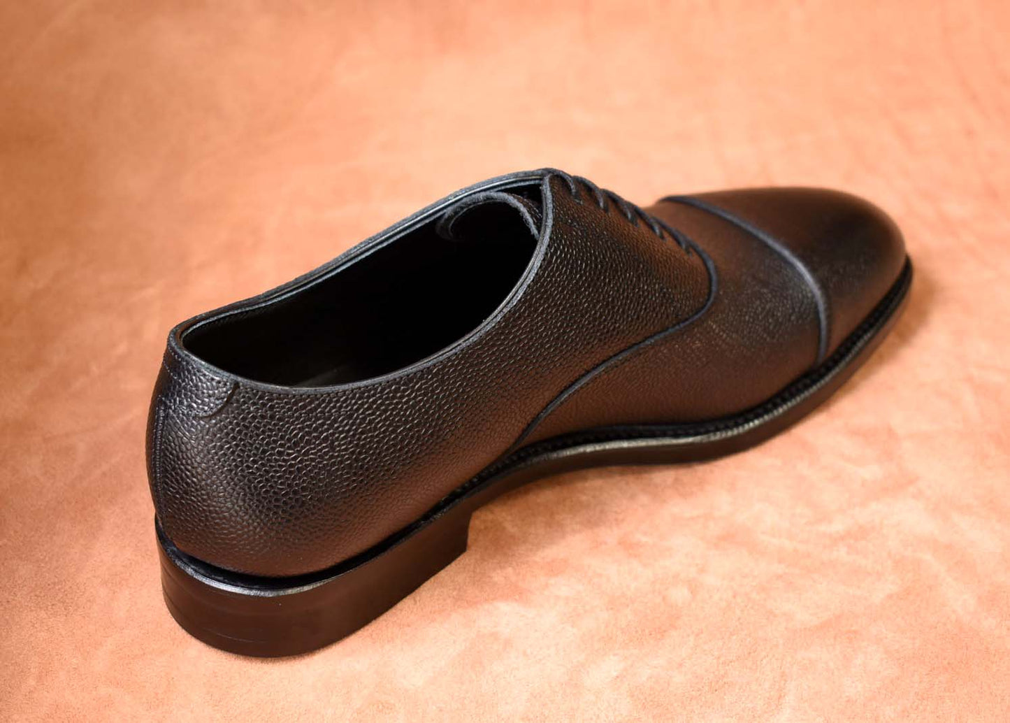 “Fortis” Cap toe, Black Dress Shoes, Grained Leather, Goodyear welted, US size 5 1/2 ~ 10
