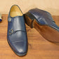 “Cielo” Double Monk Strap, Navy Dress Shoes, Goodyear welted, US size 5 1/2 ~ 10