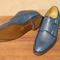 “Cielo” Double Monk Strap, Navy Dress Shoes, Goodyear welted, US size 5 1/2 ~ 10