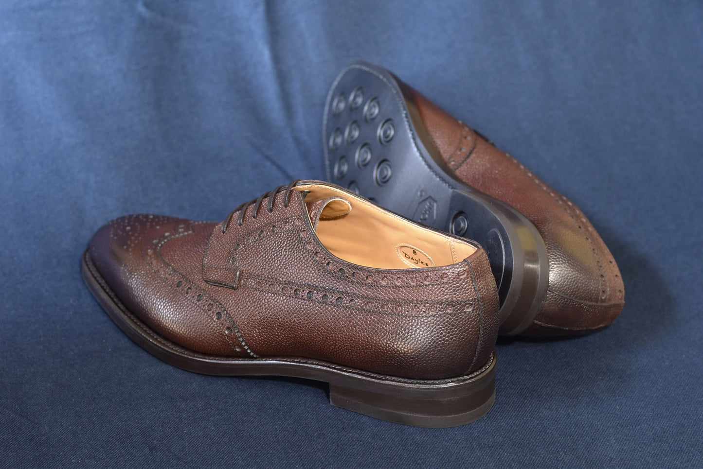 “Dayles” Full brogue, Dark Brown with Antique Finish Dress Shoes, Grained Leather, Goodyear welted, US size 5 1/2 ~ 10