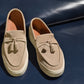 “Sirius” Tasseled Loafer, Beige Comfort Shoes, Vibram Cup Sole, US size 5 1/2 ~ 10