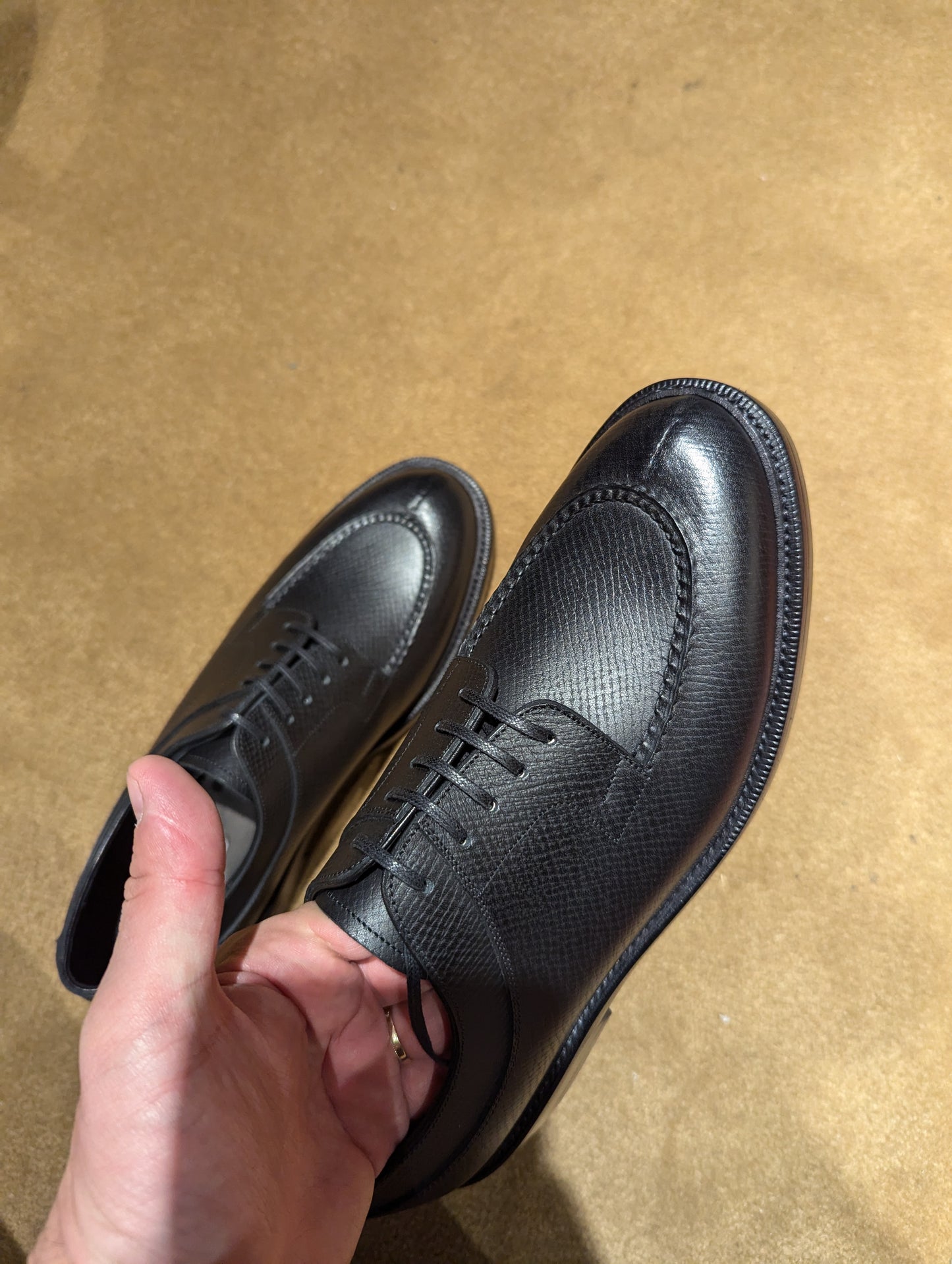 “Miles” Split Toe Derby, Black Dress Shoes, Horween Hatch Grain, Goodyear welted, US size 5 1/2 ~ 10