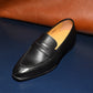 “Aiden” Split Toe Penny Loafer, Black Dress Shoes, Horween Hatch Grain, Hand welted, US size 5 1/2 ~ 10