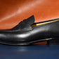 “Aiden” Split Toe Penny Loafer, Black Dress Shoes, Horween Hatch Grain, Hand welted, US size 5 1/2 ~ 10