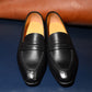 “Aiden” Split Toe Penny Loafer, Black Dress Shoes, Horween Hatch Grain, Hand welted, US size 5 1/2 ~ 10