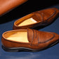 “Aiden” Split Toe Penny Loafer, Brown Dress Shoes, Horween Hatch Grain, Hand welted, US size 5 1/2 ~ 10