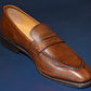 “Aiden” Split Toe Penny Loafer, Brown Dress Shoes, Horween Hatch Grain, Hand welted, US size 5 1/2 ~ 10