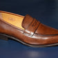 “Aiden” Split Toe Penny Loafer, Brown Dress Shoes, Horween Hatch Grain, Hand welted, US size 5 1/2 ~ 10