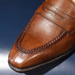 “Aiden” Split Toe Penny Loafer, Brown Dress Shoes, Horween Hatch Grain, Hand welted, US size 5 1/2 ~ 10