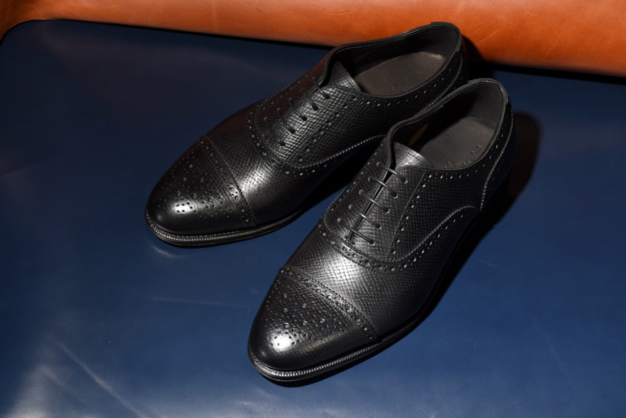 “Calen” Adelaide, Black Dress Shoes, Horween Hatch Grain, Hand welted, US size 5 1/2 ~ 10