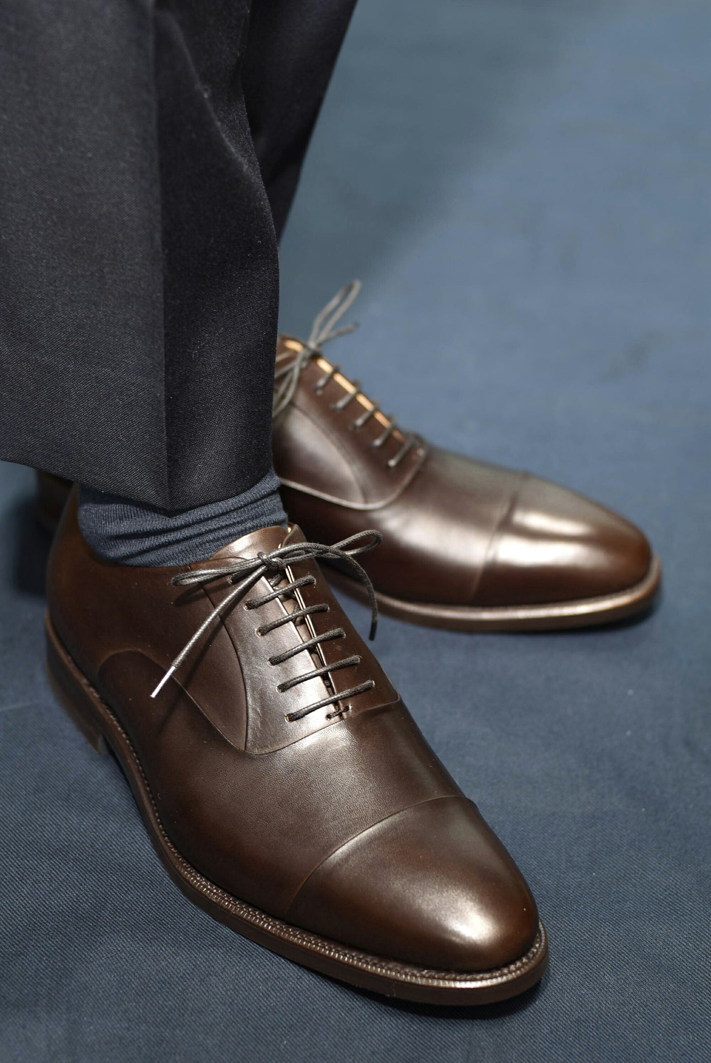 “Paul” Cap toe with reverso seams, Dark Brown Dress Shoes, Annonay Vegano, Goodyear welted, US size 5 1/2 ~ 10
