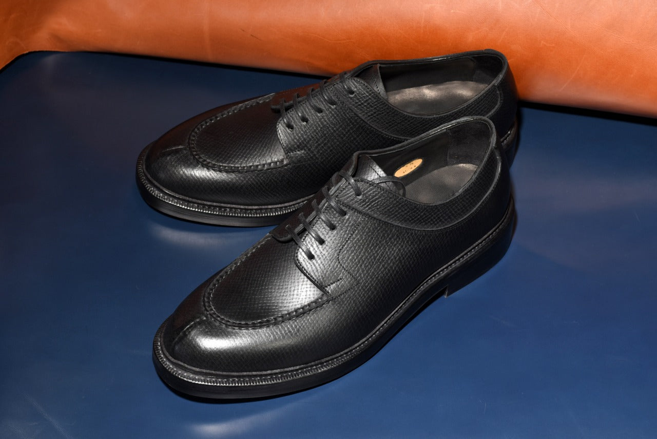 “Miles” Split Toe Derby, Black Dress Shoes, Horween Hatch Grain, Goodyear welted, US size 5 1/2 ~ 10