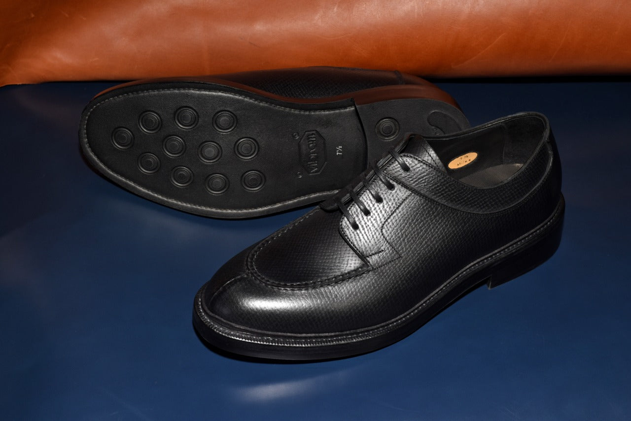 “Miles” Split Toe Derby, Black Dress Shoes, Horween Hatch Grain, Goodyear welted, US size 5 1/2 ~ 10