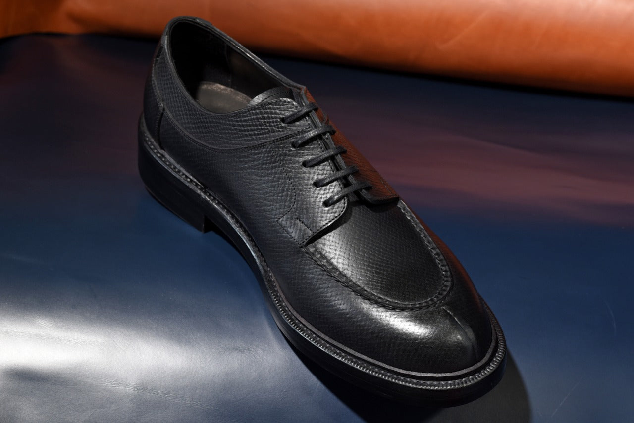 “Miles” Split Toe Derby, Black Dress Shoes, Horween Hatch Grain, Goodyear welted, US size 5 1/2 ~ 10