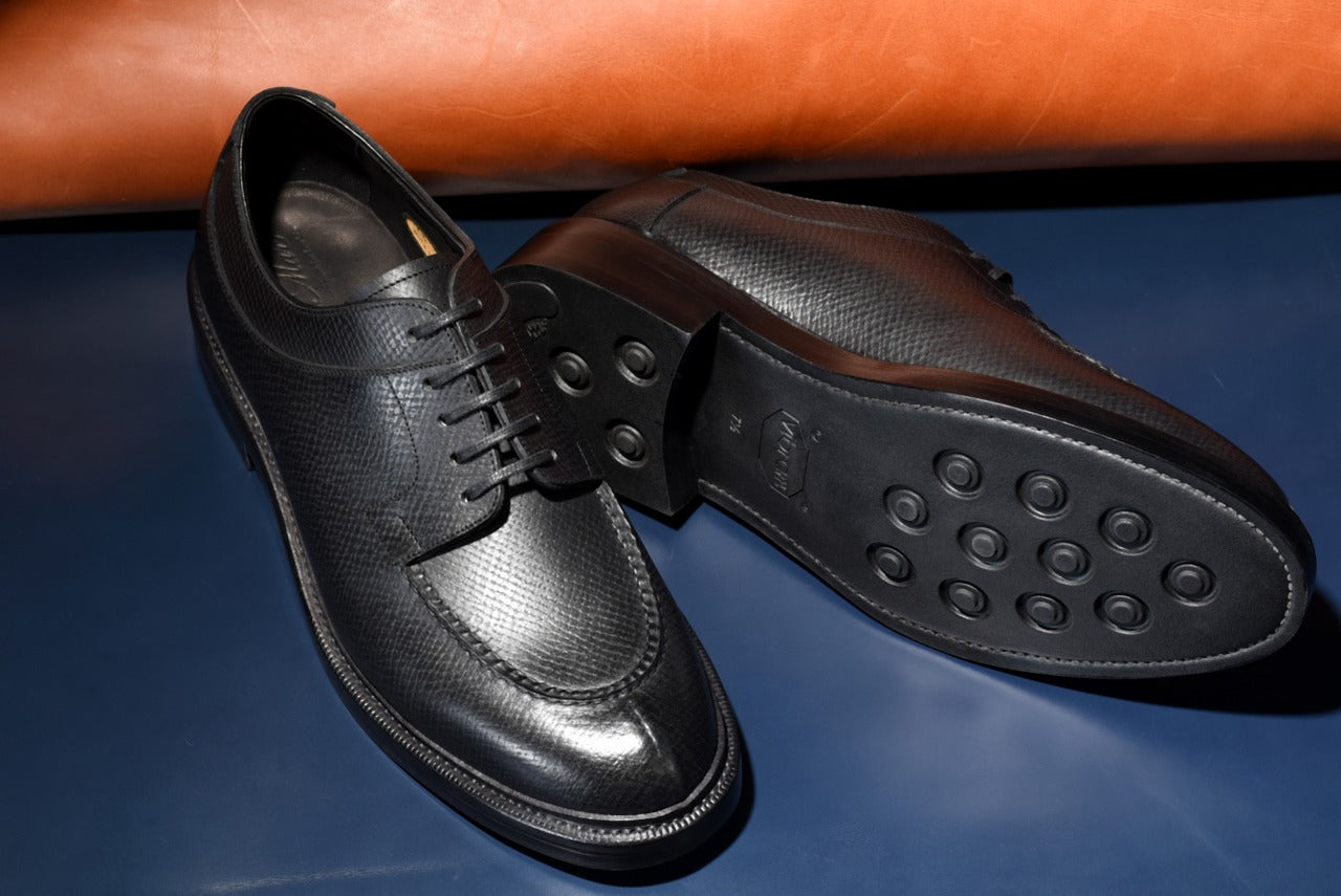 “Miles” Split Toe Derby, Black Dress Shoes, Horween Hatch Grain, Goodyear welted, US size 5 1/2 ~ 10