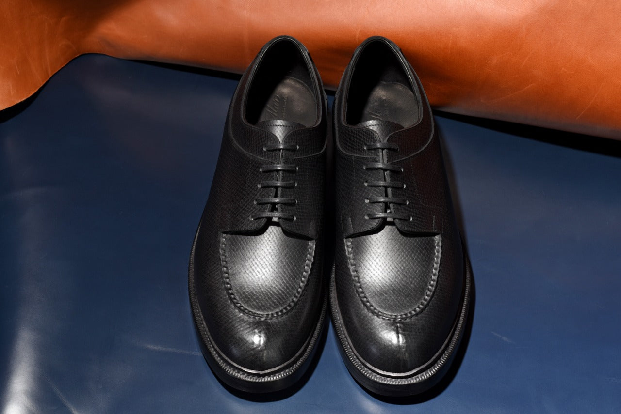 “Miles” Split Toe Derby, Black Dress Shoes, Horween Hatch Grain, Goodyear welted, US size 5 1/2 ~ 10