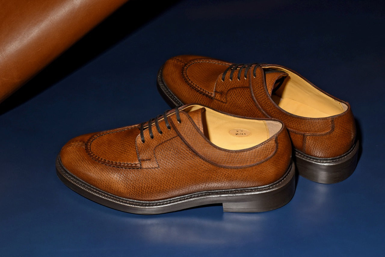 “Miles” Split Toe Derby, Brown Dress Shoes, Horween Hatch Grain, Goodyear welted, US size 5 1/2 ~ 10