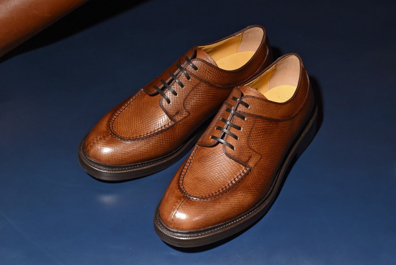 “Miles” Split Toe Derby, Brown Dress Shoes, Horween Hatch Grain, Goodyear welted, US size 5 1/2 ~ 10