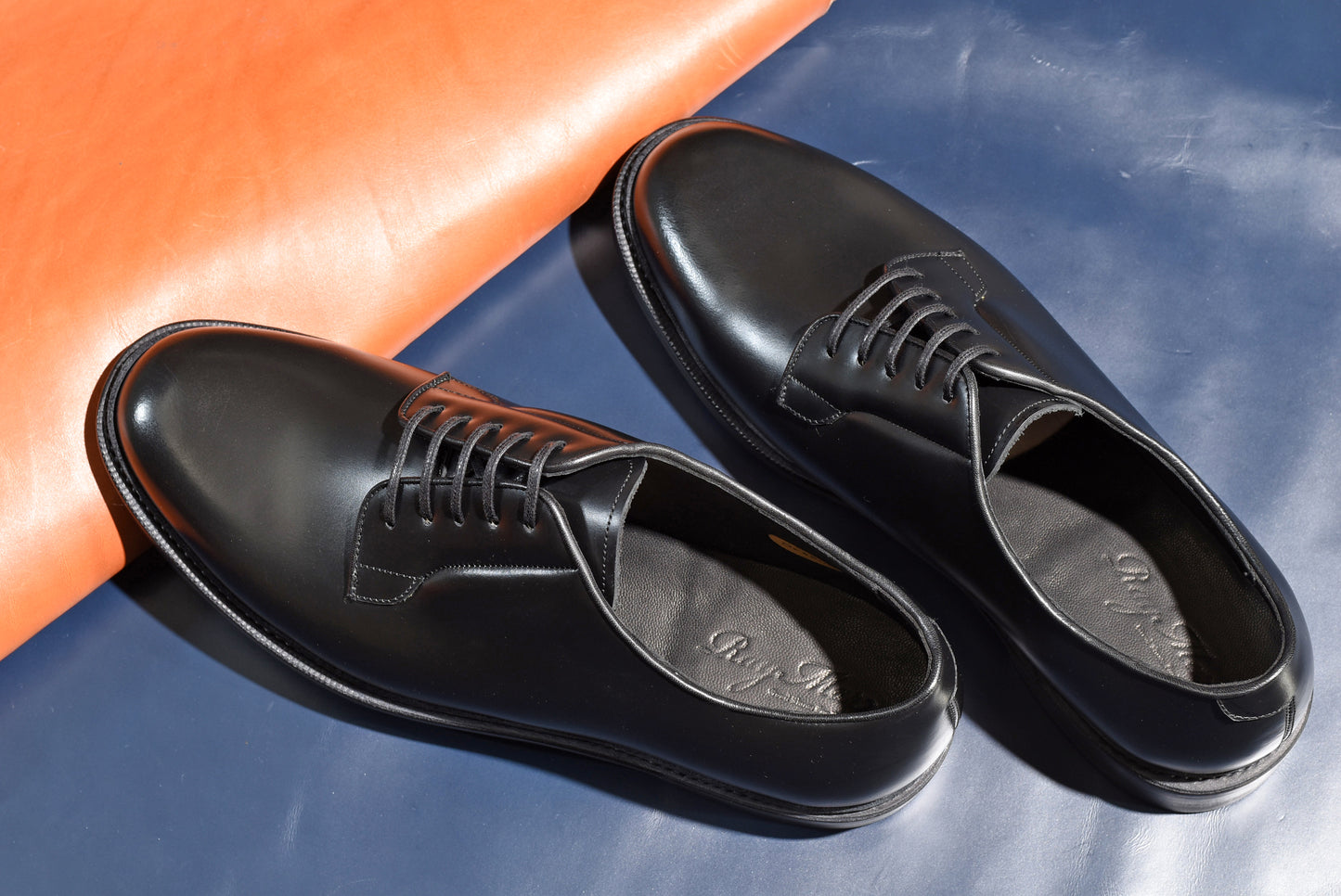 “OrsonⅡ” Plain Toe Derby, Black Dress Shoes, Double Sole, Goodyear welted, US size 5 1/2 ~ 10