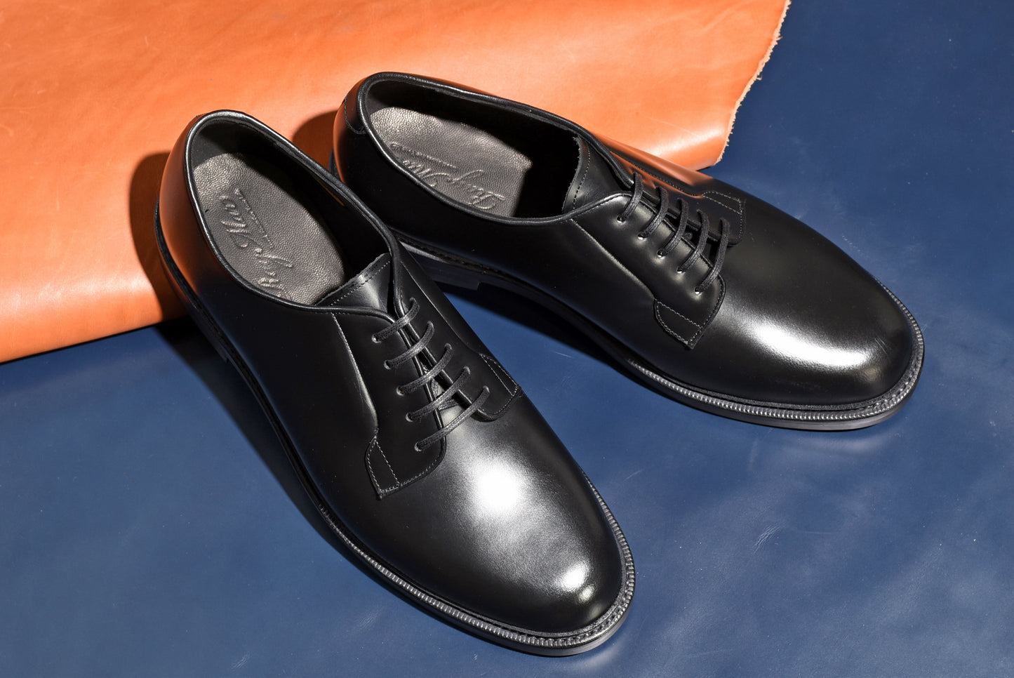 “OrsonⅡ” Plain Toe Derby, Black Dress Shoes, Double Sole, Goodyear welted, US size 5 1/2 ~ 10