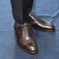 “Kate” Quarterly Brogue, Dark Brown Dress Shoes,  Zonta Museum Calf, Hand welted, US size 5 1/2 ~ 10