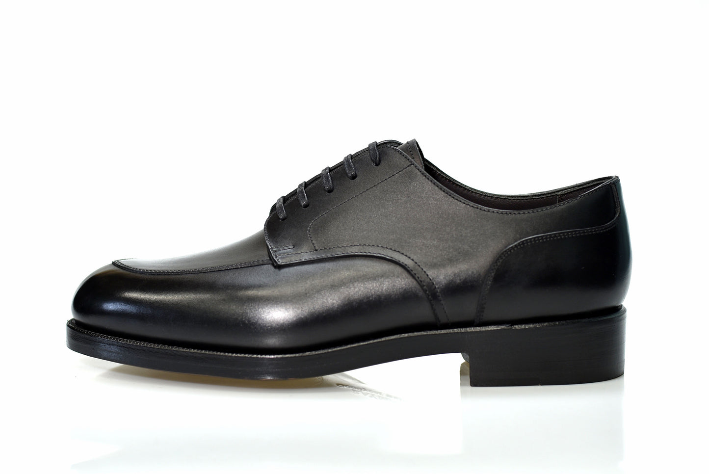 “Owen” V Tip Split Toe Derby, Black Dress Shoes, Weinheimer Box calf, Goodyear welted, US size 5 1/2 ~ 10