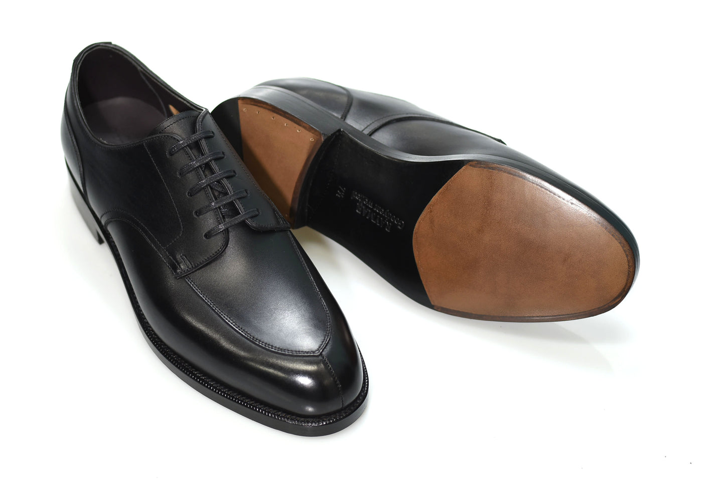 “Owen” V Tip Split Toe Derby, Black Dress Shoes, Weinheimer Box calf, Goodyear welted, US size 5 1/2 ~ 10