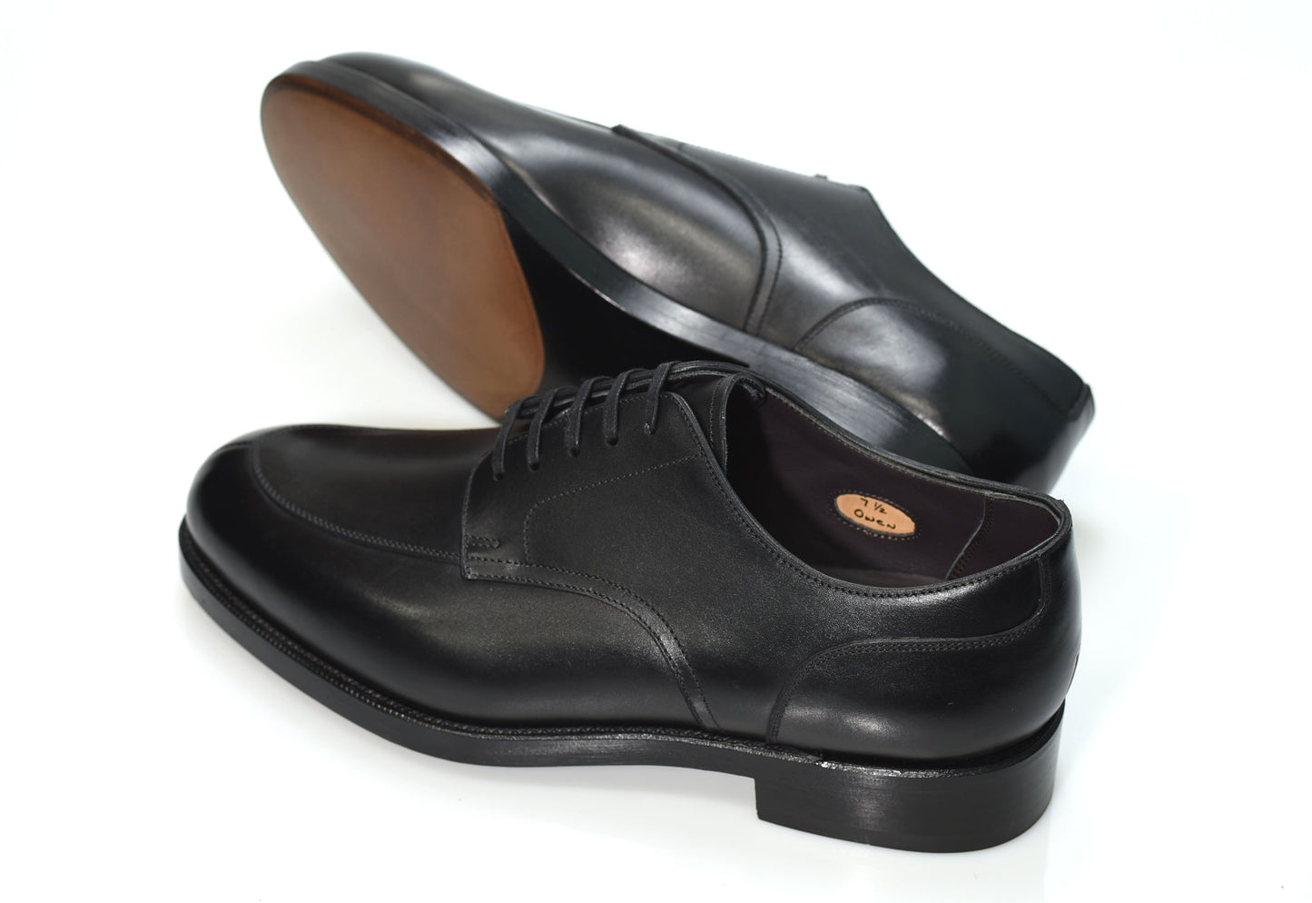 “Owen” V Tip Split Toe Derby, Black Dress Shoes, Weinheimer Box calf, Goodyear welted, US size 5 1/2 ~ 10