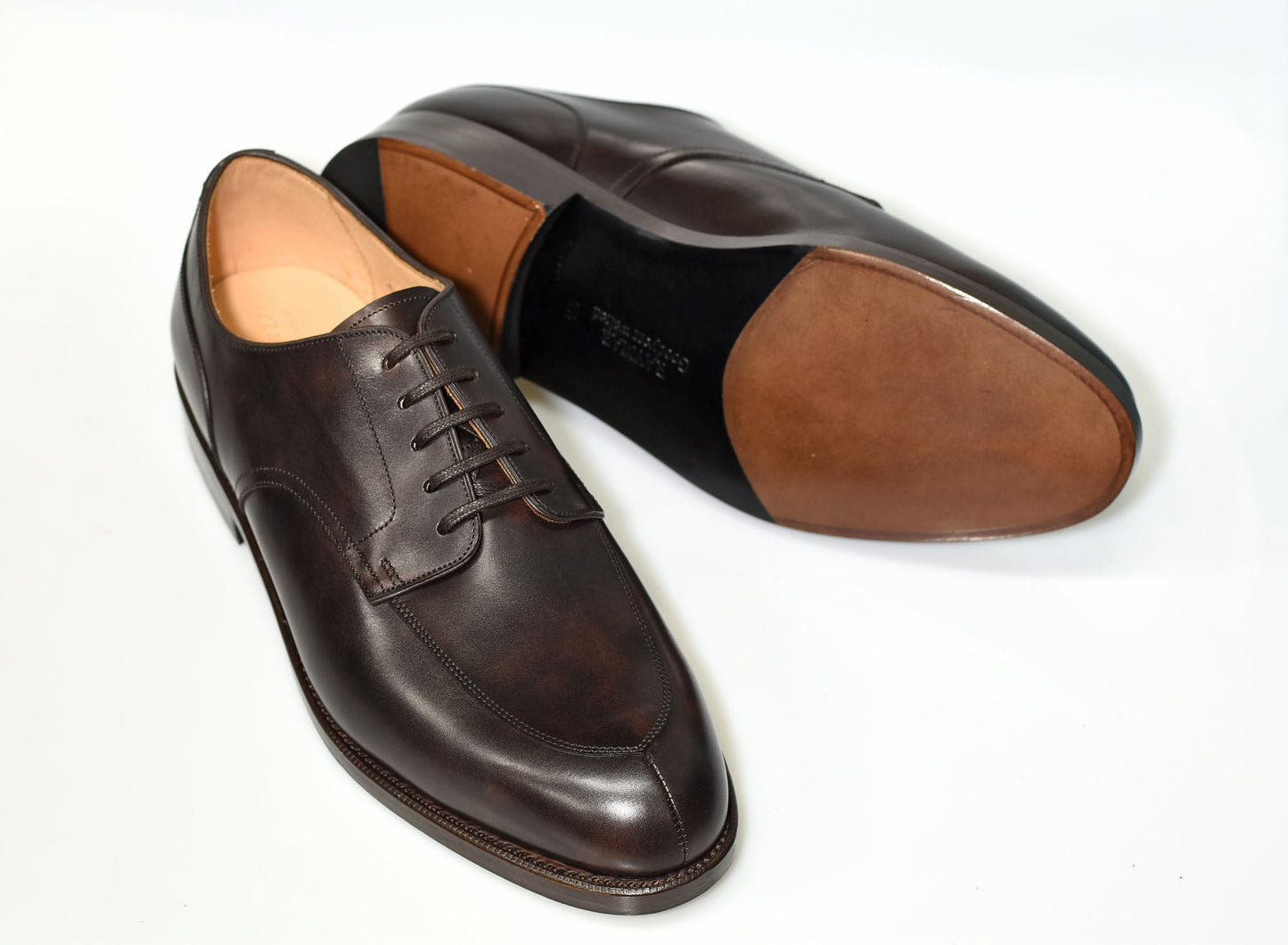 “Amber” V Tip Split Toe Derby, Dark Brown Dress Shoes, Zonta Museum Calf, Goodyear welted, US size 5 1/2 ~ 10