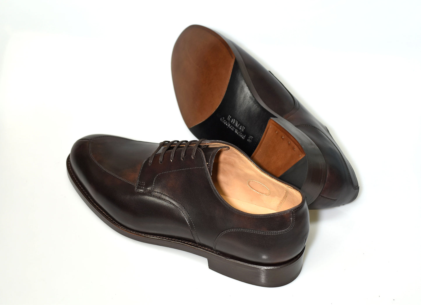 “Amber” V Tip Split Toe Derby, Dark Brown Dress Shoes, Zonta Museum Calf, Goodyear welted, US size 5 1/2 ~ 10